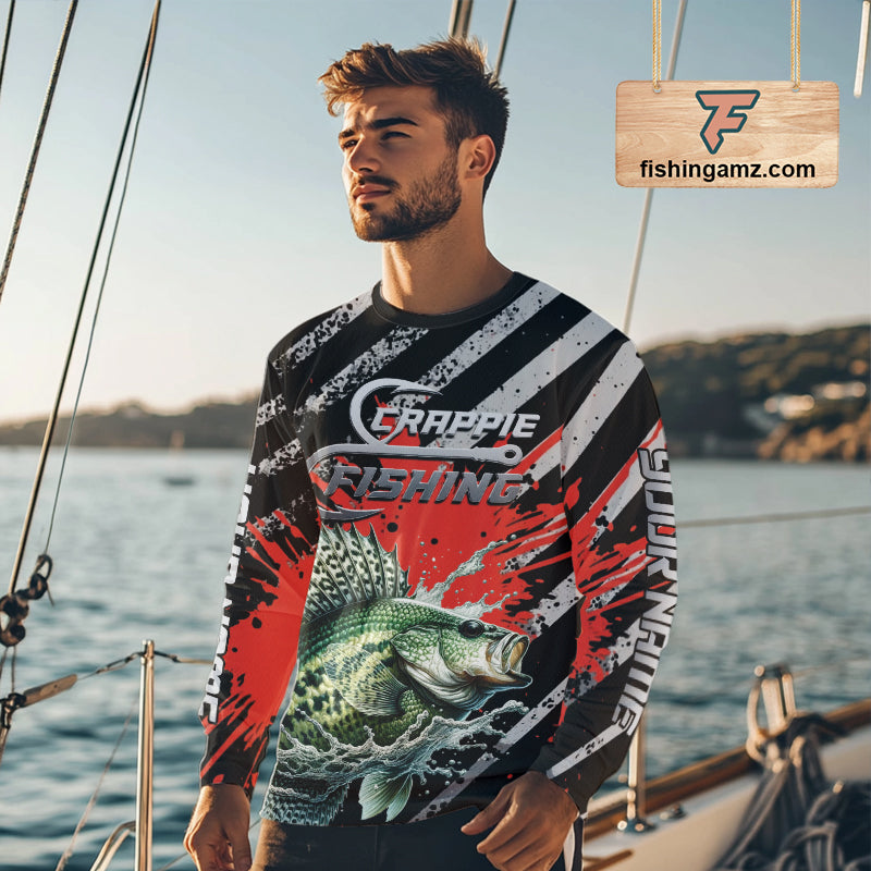 Custom Crappie Long Sleeve Tournament Fishing Shirts, Crappie Fishing Jerseys NBT713