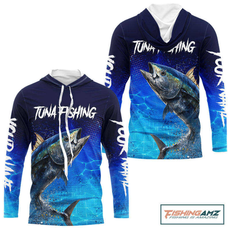 Personalized Blackfin Tuna Fishing Hood Saltwater Deep Sea Fish, Custom Fishing Shirt NBT367