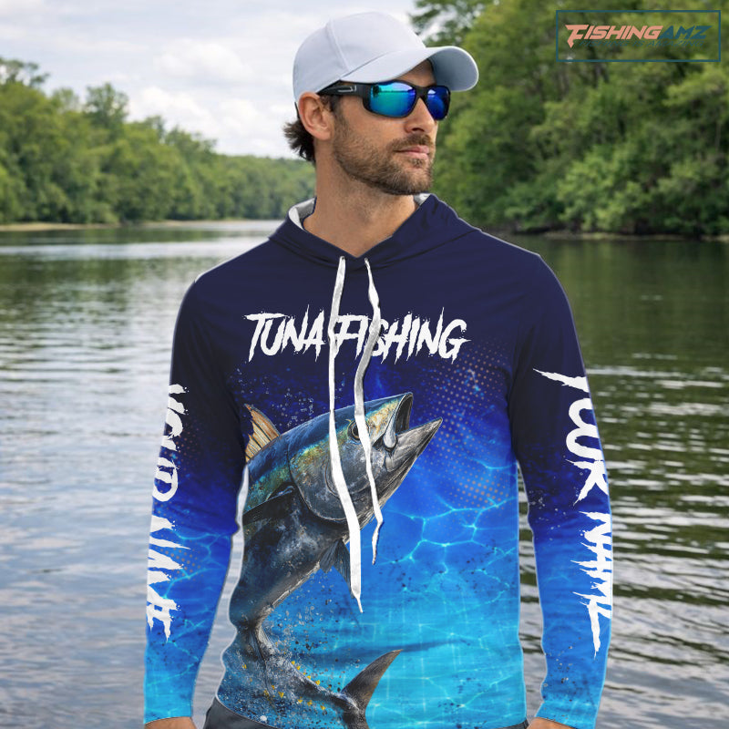 Personalized Blackfin Tuna Fishing Hood Saltwater Deep Sea Fish, Custom Fishing Shirt NBT367