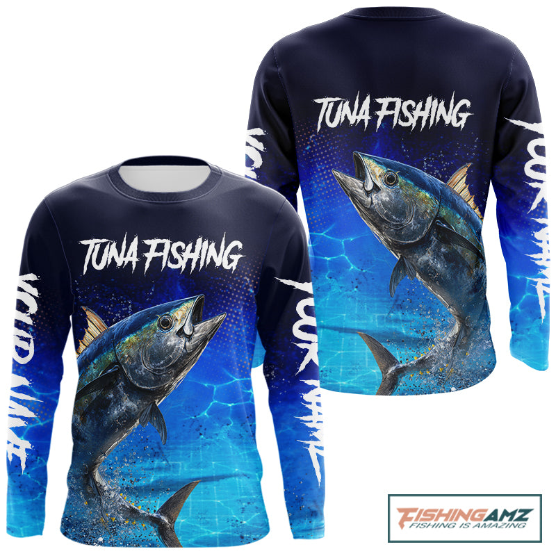 Personalized Blackfin Tuna Long Sleeve Fishing Shirts Saltwater Deep Sea Fish, Custom Fishing Shirt NBT367