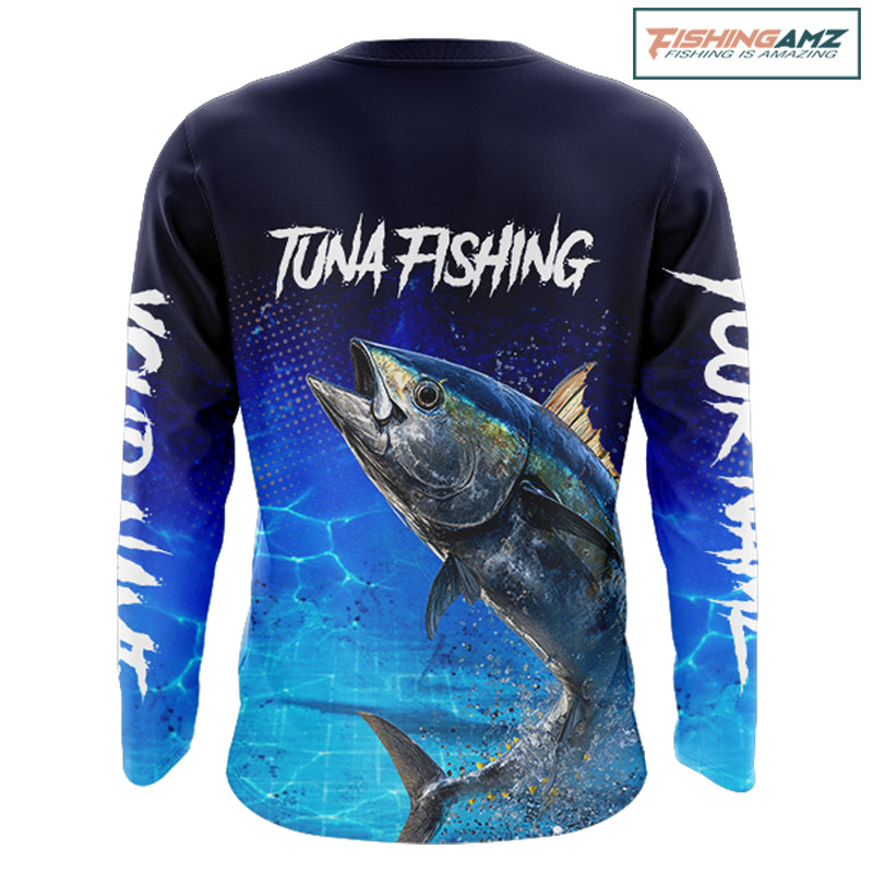 Personalized Blackfin Tuna Long Sleeve Fishing Shirts Saltwater Deep Sea Fish, Custom Fishing Shirt NBT367