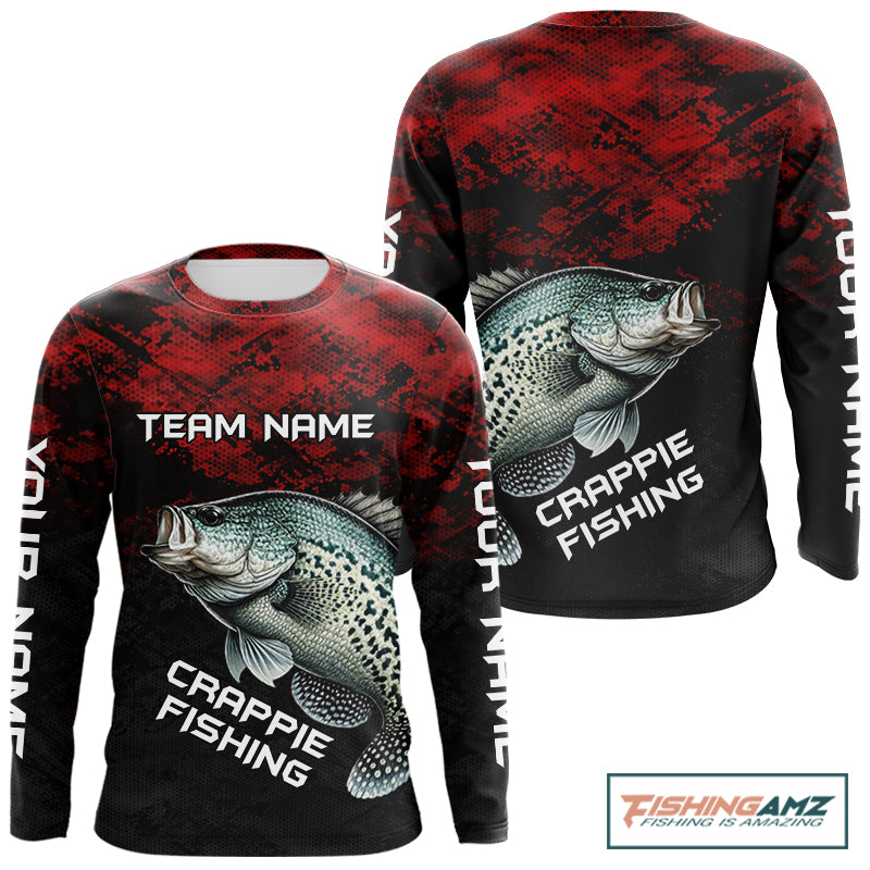 Personalized Crappie Fishing Shirts Red Camo Custom Name, Crappie Fishing Shirts NBT465