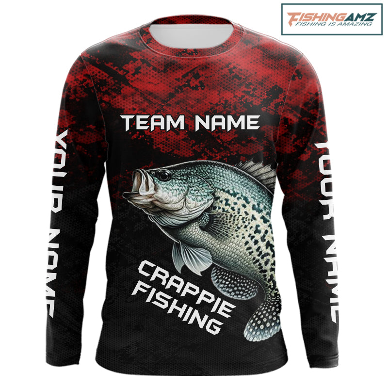 Personalized Crappie Fishing Shirts Red Camo Custom Name, Crappie Fishing Shirts NBT465