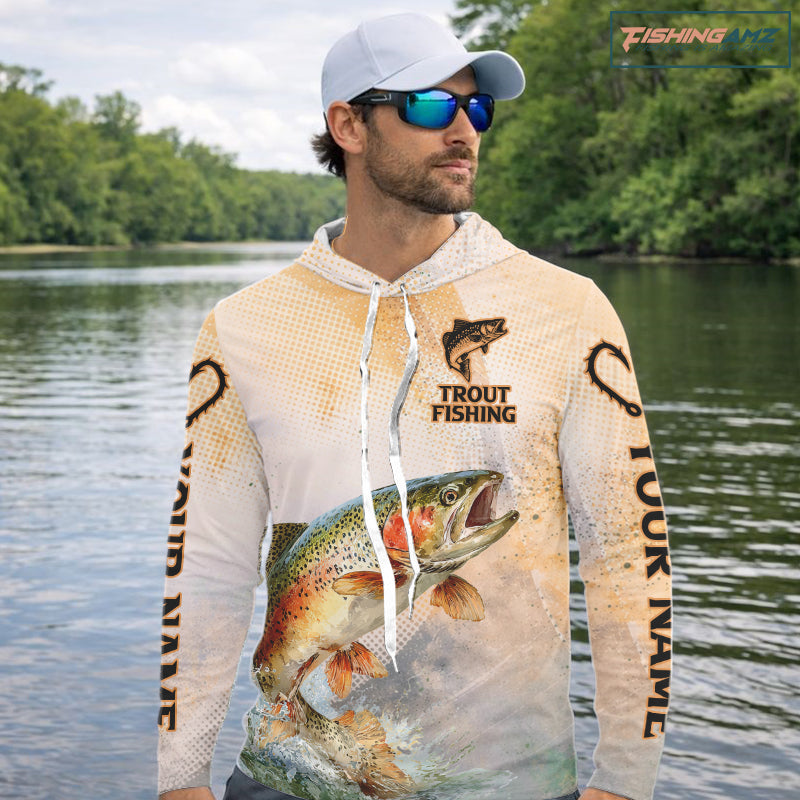 Rainbow Trout Fishing Jerseys For Fishing Team, Trout Fishing Shirts Long Sleeve Hooded NBT412