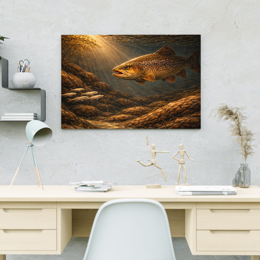 Golden Hour Brown Trout – Fishing Canvas Art NBT424