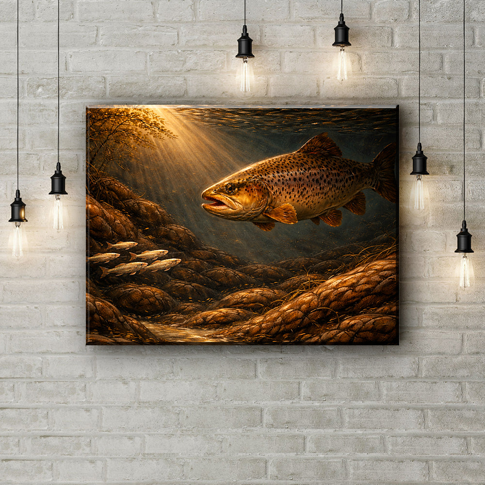 Golden Hour Brown Trout – Fishing Canvas Art NBT424