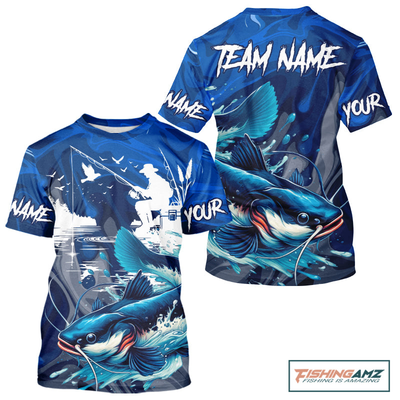 Catfish Fishing Jersey Custom Name Fishing T-Shirts, Camo Catfish Fishing Shirt For Team NBT847