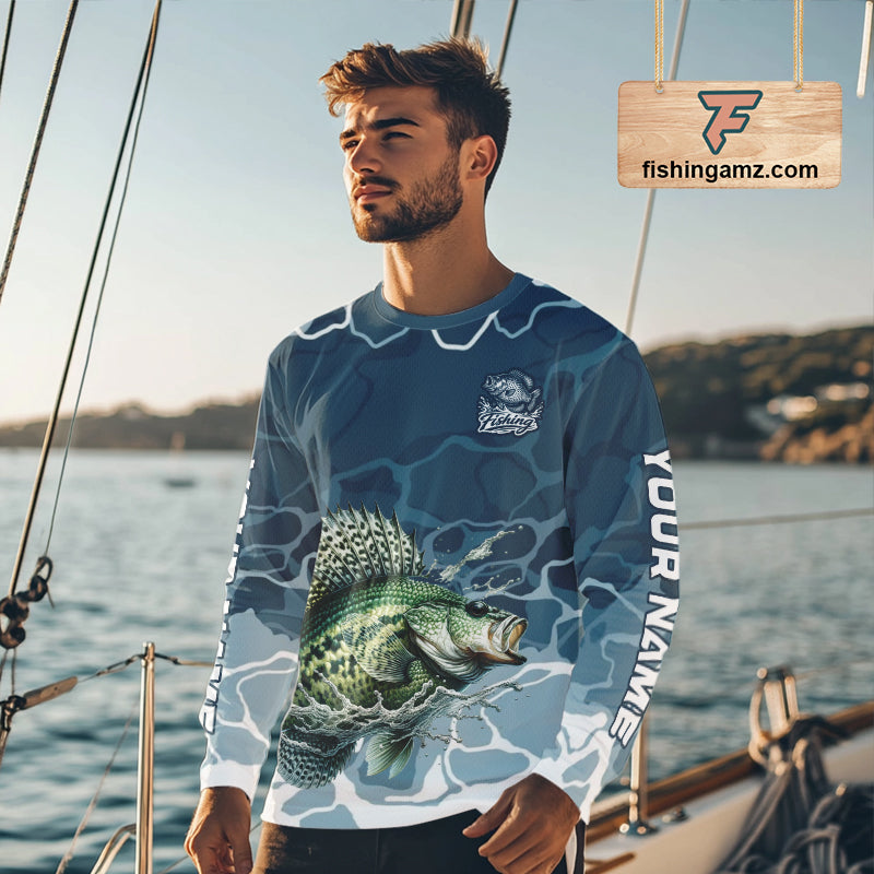 Custom Crappie Long Sleeve Tournament Fishing Shirts, Team Crappie Fishing Jerseys NBT695