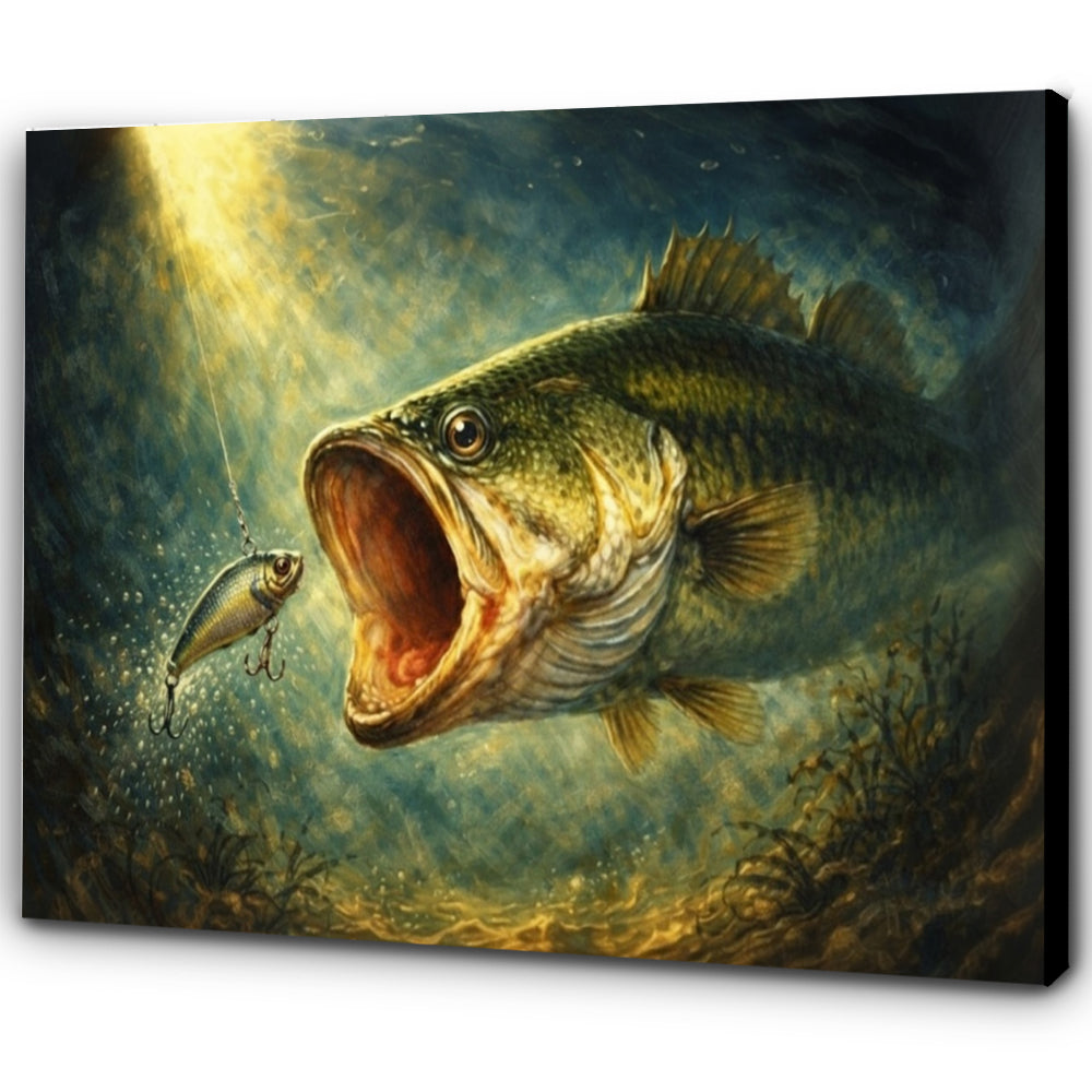 The Perfect Bite - Bass Fishing Canvas Wall Art for Anglers NBT403