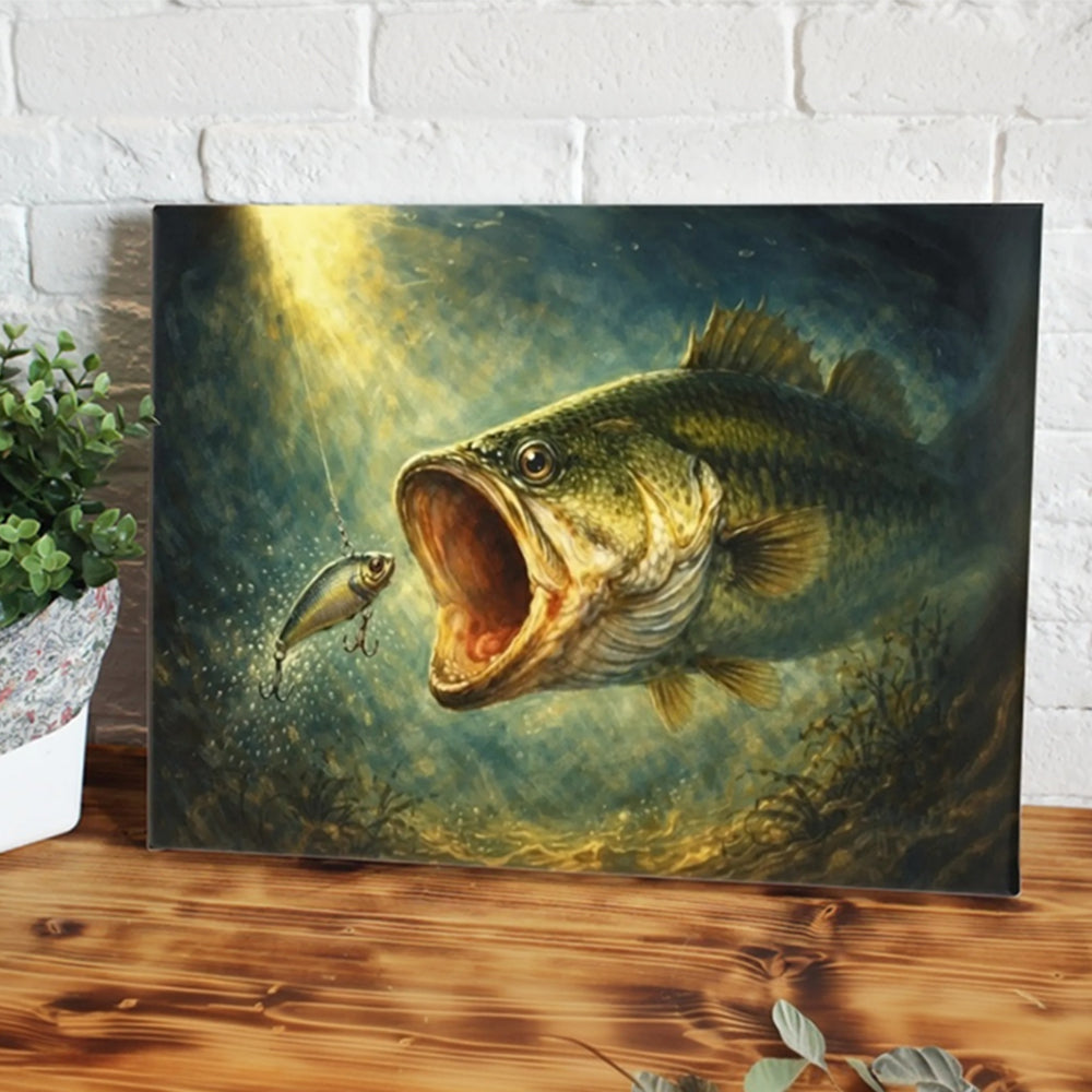 The Perfect Bite - Bass Fishing Canvas Wall Art for Anglers NBT403