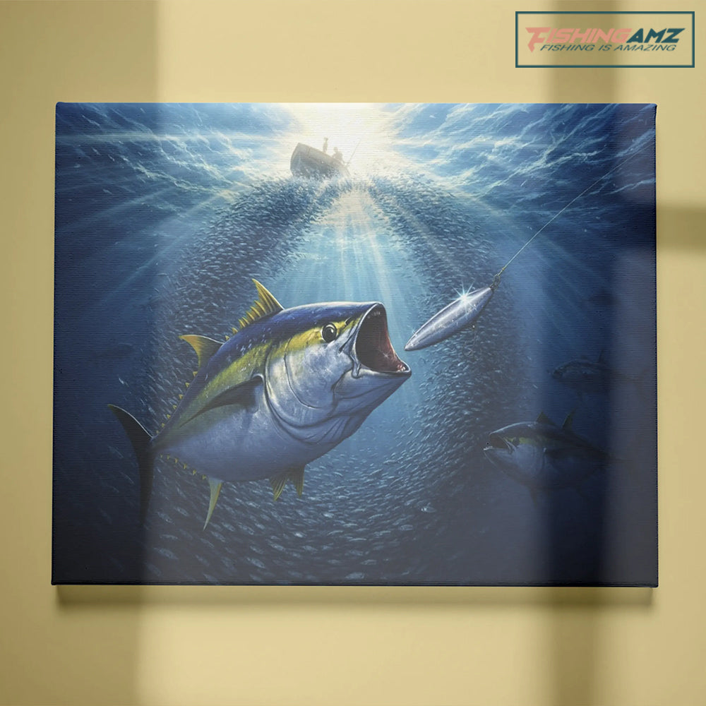 Strike From the Deep – Epic Offshore Fishing Canvas Art for Saltwater Anglers NBT404