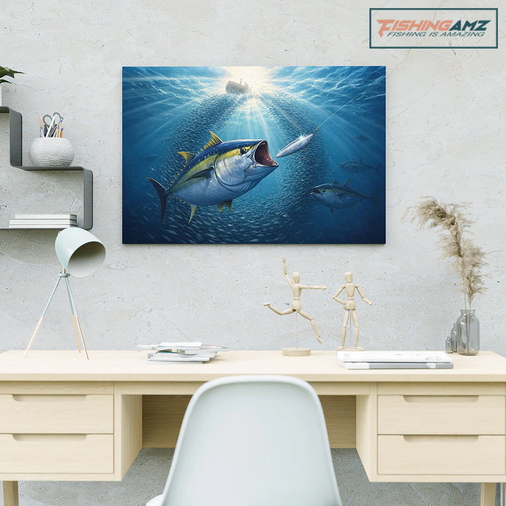 Strike From the Deep – Epic Offshore Fishing Canvas Art for Saltwater Anglers NBT404