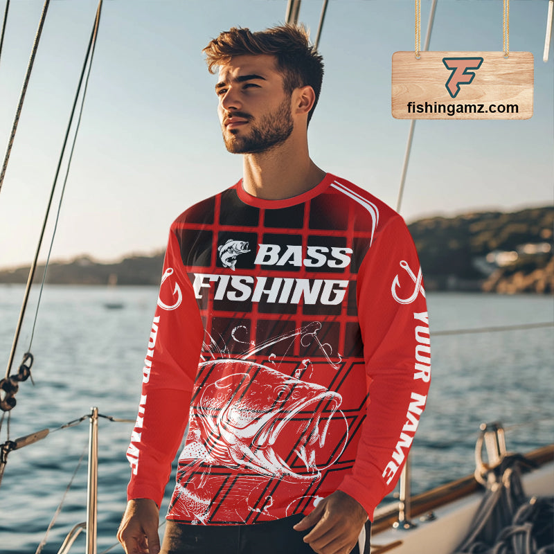 Largemouth Bass Fishing Shirts Long Sleeve Fishing Tournament Jerseys, Fishing Gifts NBT356