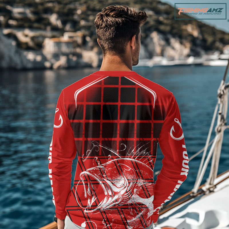 Largemouth Bass Fishing Shirts Long Sleeve Fishing Tournament Jerseys, Fishing Gifts NBT356