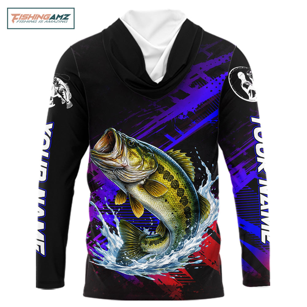 Bass Fishing Long Sleeve Purple Camo Upf Fishing Shirts, Bass Fishing Tournament Shirts NBT464