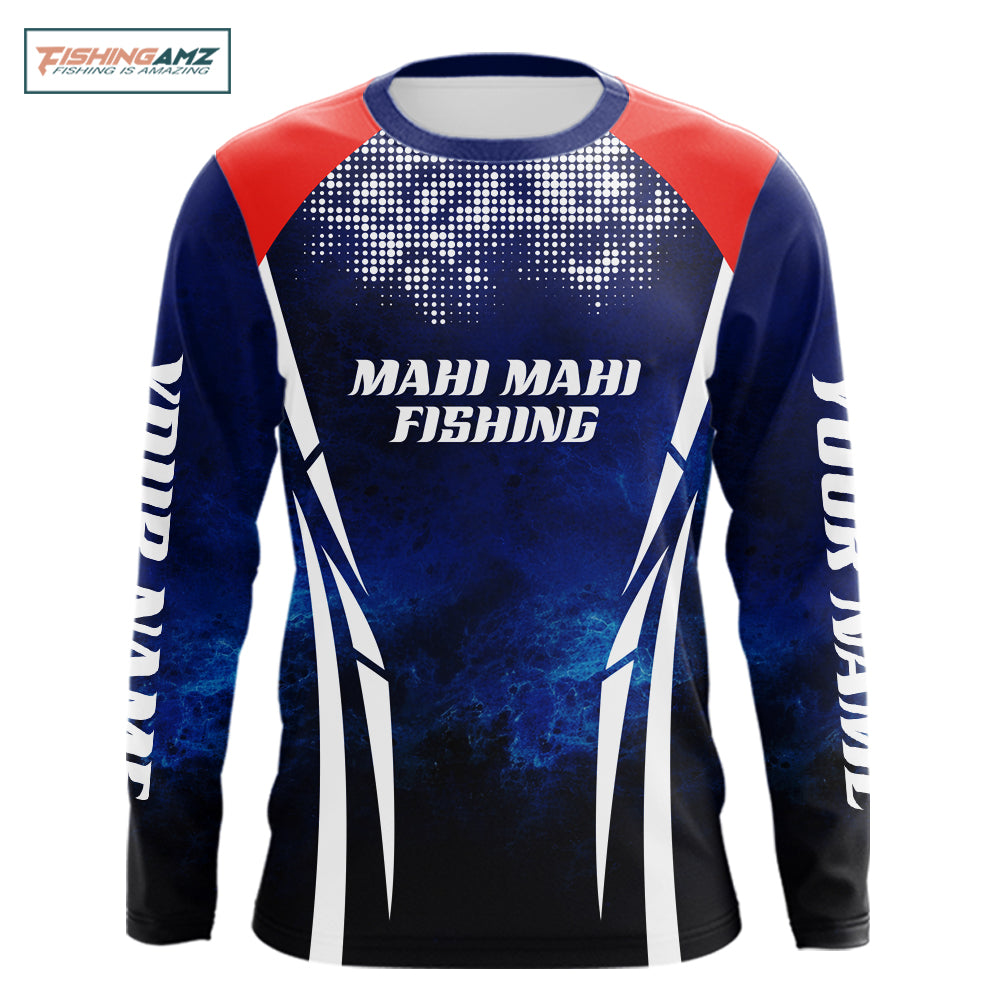 Personalized Mahi Mahi Long Sleeve Fishing Shirts UV Protection, Saltwater Fishing Shirts NBT373