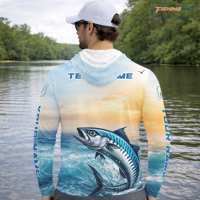King Mackerel Fishing Sunset Custom Fishing Long Sleeve Shirt, Compass Offshore Fishing Apparel NBT586
