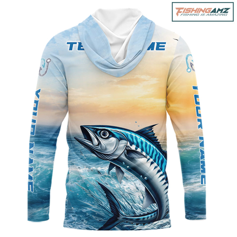 King Mackerel Fishing Sunset Custom Fishing Long Sleeve Shirt, Compass Offshore Fishing Apparel NBT586