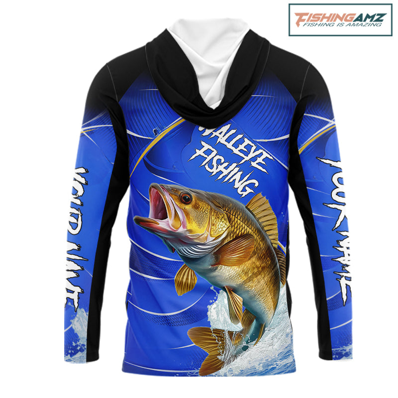 Personalized Walleye Hooded Fishing Shirts UV Protection Tournament Jersey, Walleye Fishing Shirts NBT366
