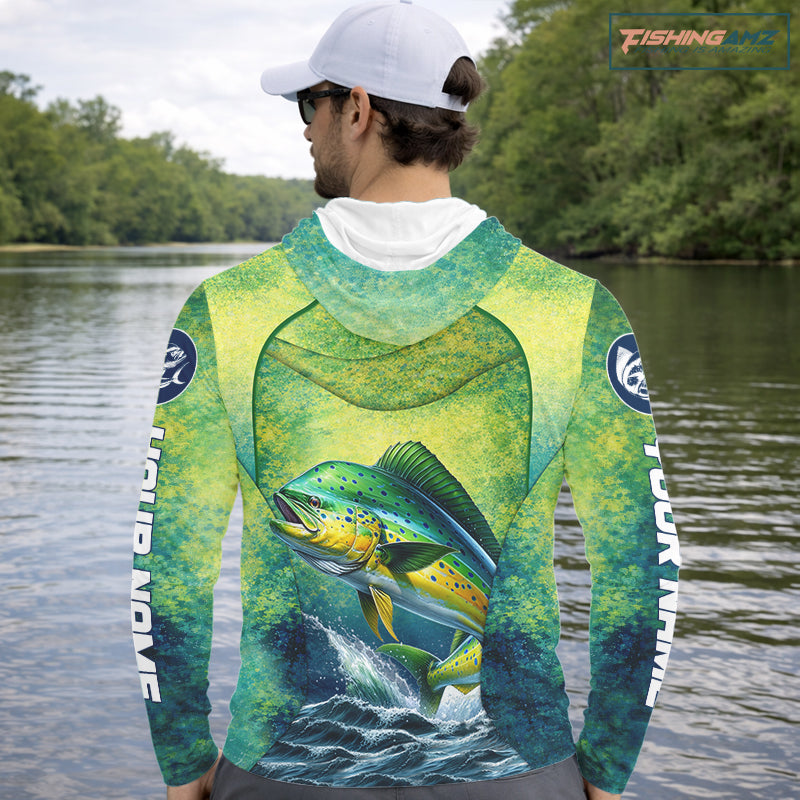Custom Mahi Mahi Fishing Shirts For Team, Custom Saltwater Fishing Shirts|Green NBT468