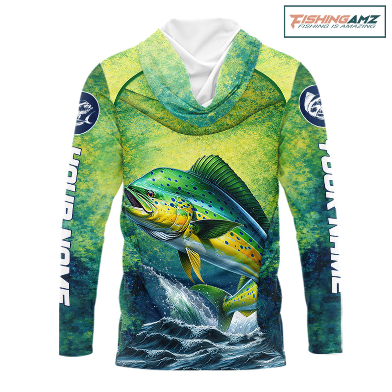 Custom Mahi Mahi Fishing Shirts For Team, Custom Saltwater Fishing Shirts|Green NBT468