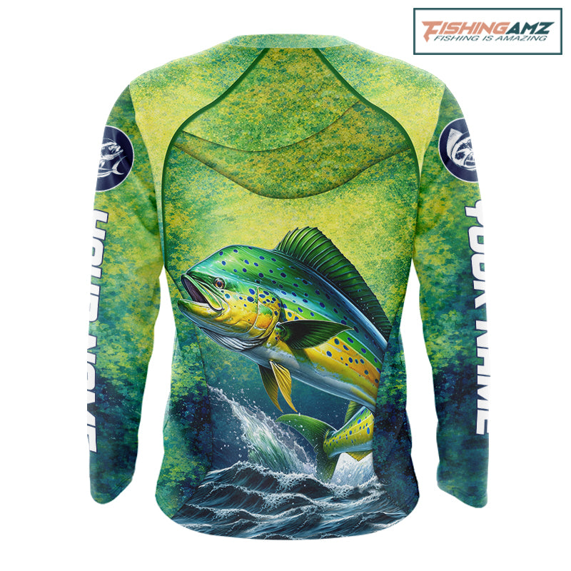 Custom Mahi Mahi Fishing Shirts For Team, Custom Saltwater Fishing Shirts|Green NBT468