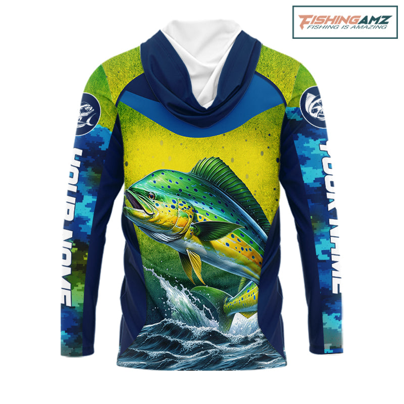 Custom Mahi Mahi Fishing Shirts For Team, Custom Saltwater Fishing Shirts|Blue NBT469