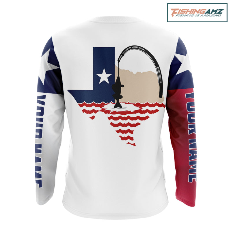 Personalized Texas Flag Long Sleeve Custom Name Tournament Fishing Shirts, Texas Fishing Jerseys NBT515