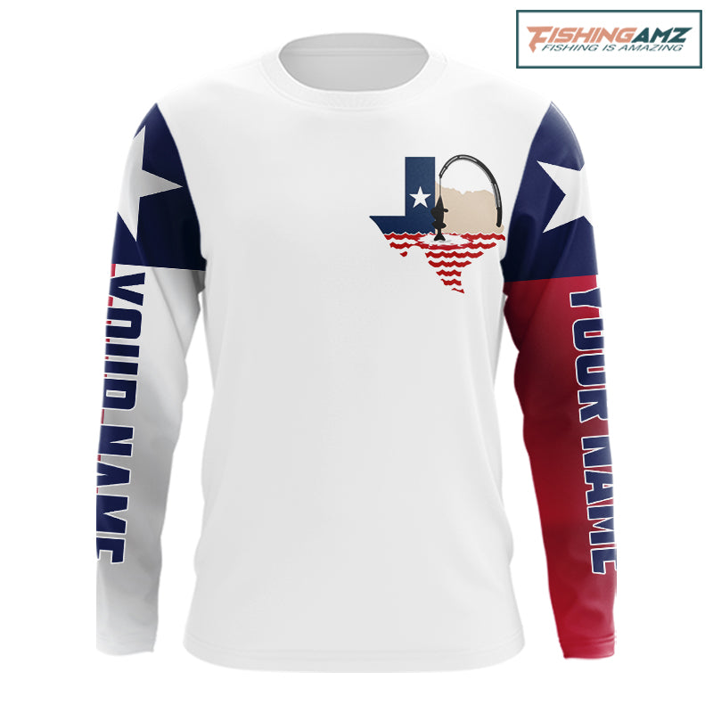 Personalized Texas Flag Long Sleeve Custom Name Tournament Fishing Shirts, Texas Fishing Jerseys NBT515