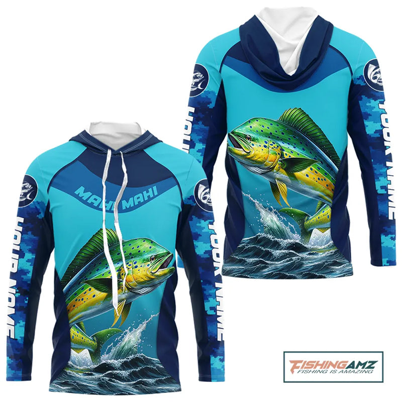 Custom Mahi Mahi Fishing Shirts For Team, Saltwater Performance Fishing Shirt NBT350