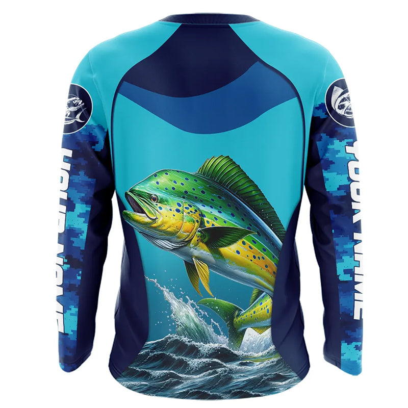 Custom Mahi Mahi Fishing Shirts For Team, Saltwater Performance Fishing Shirt NBT350