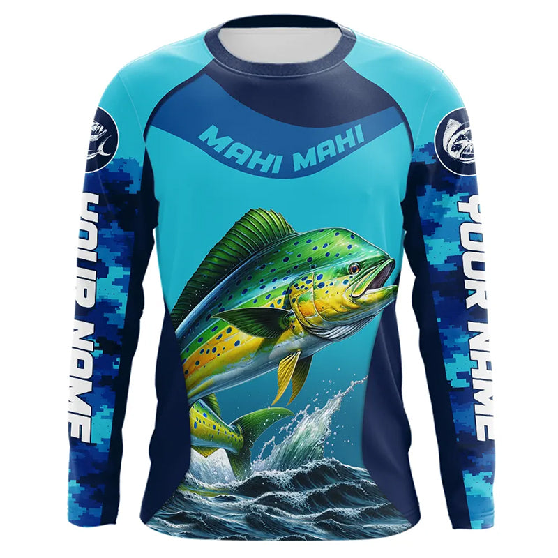 Custom Mahi Mahi Fishing Shirts For Team, Saltwater Performance Fishing Shirt NBT350