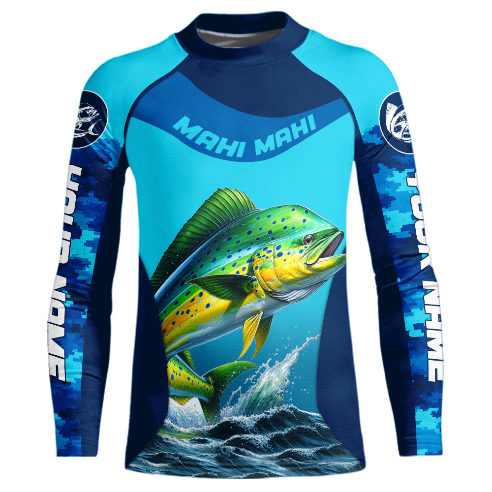 Custom Mahi Mahi Youth Fishing Shirts, Saltwater Youth Performance Fishing Shirts NBT350