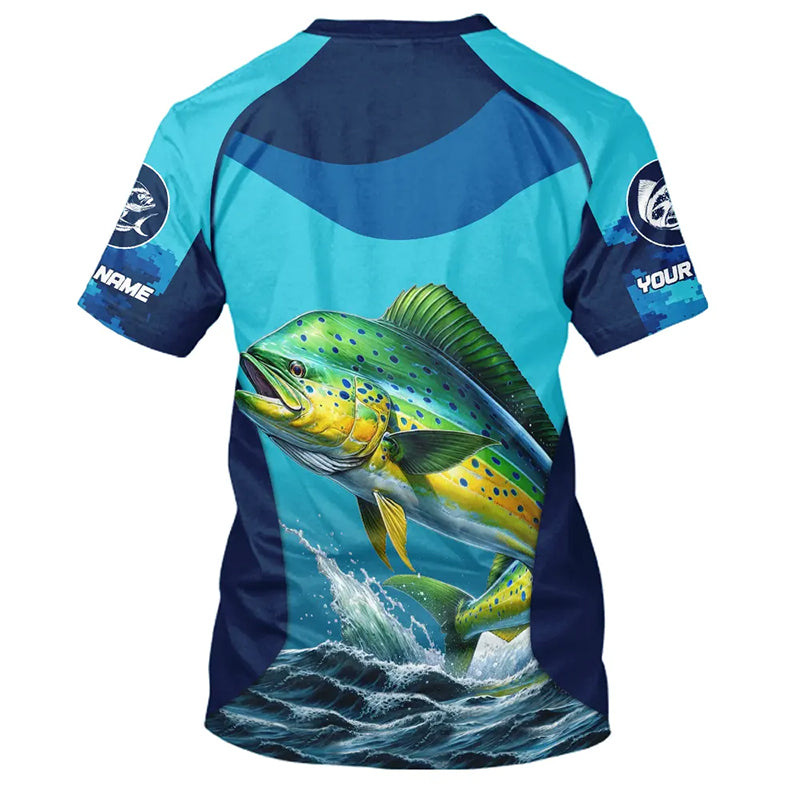 Custom Mahi Mahi Fishing Shirts For Team, Saltwater Performance Fishing Shirt NBT350