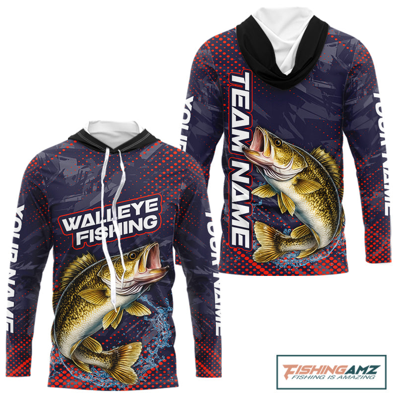 Personalized Walleye Hooded Fishing Shirts Purple Camo, Walleye Fishing Tounament Shirts NBT443