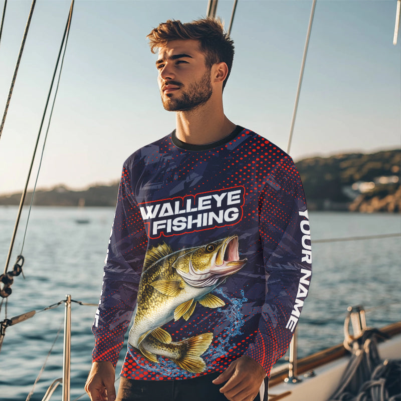 Personalized Walleye Fishing Shirts Purple Camo, Walleye Fishing Tounament Shirts NBT443