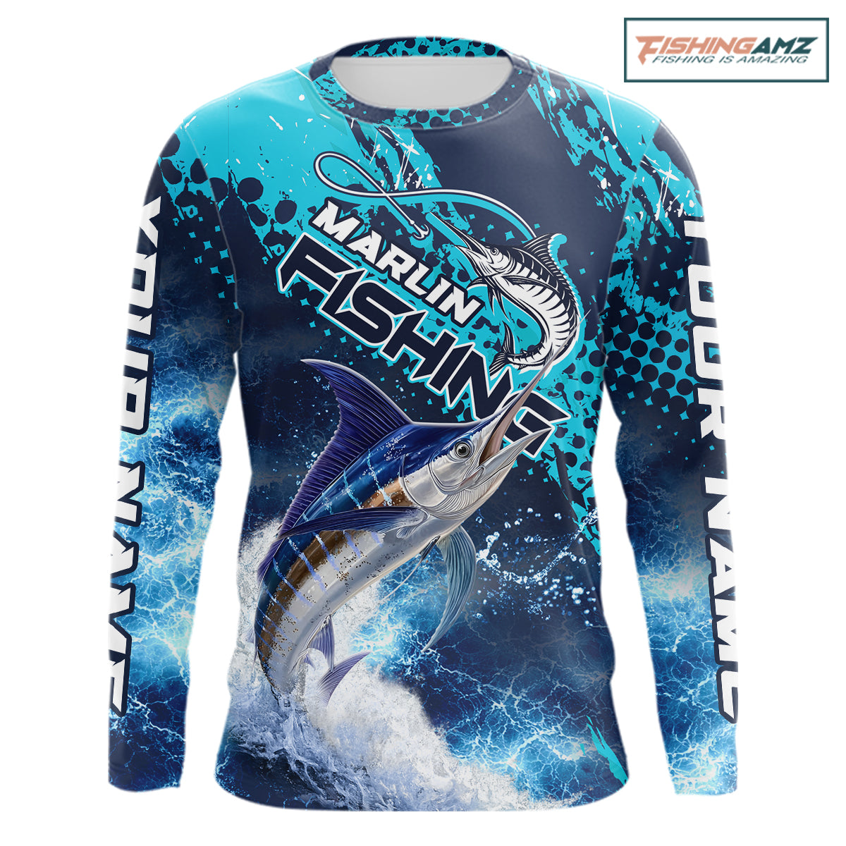 Thunder Lightning marlin performance fishing shirt long sleeve UPF front view