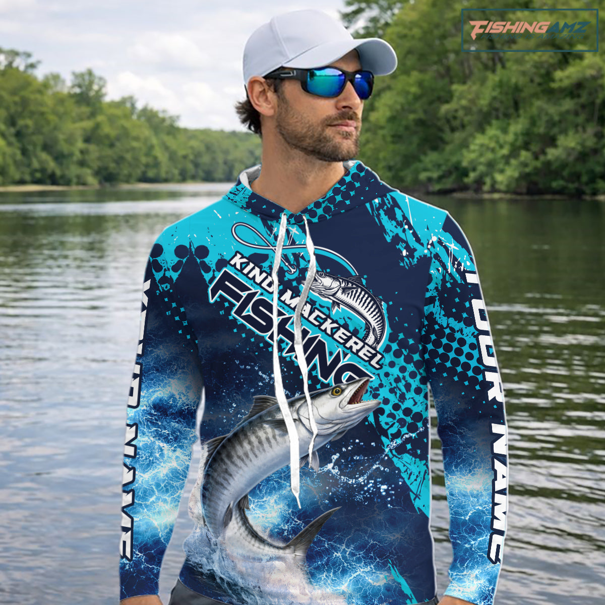 Thunder Lightning King Mackerel Performance Fishing Shirts with Hood, King Mackerel Offshore Fishing Shirts NBT453