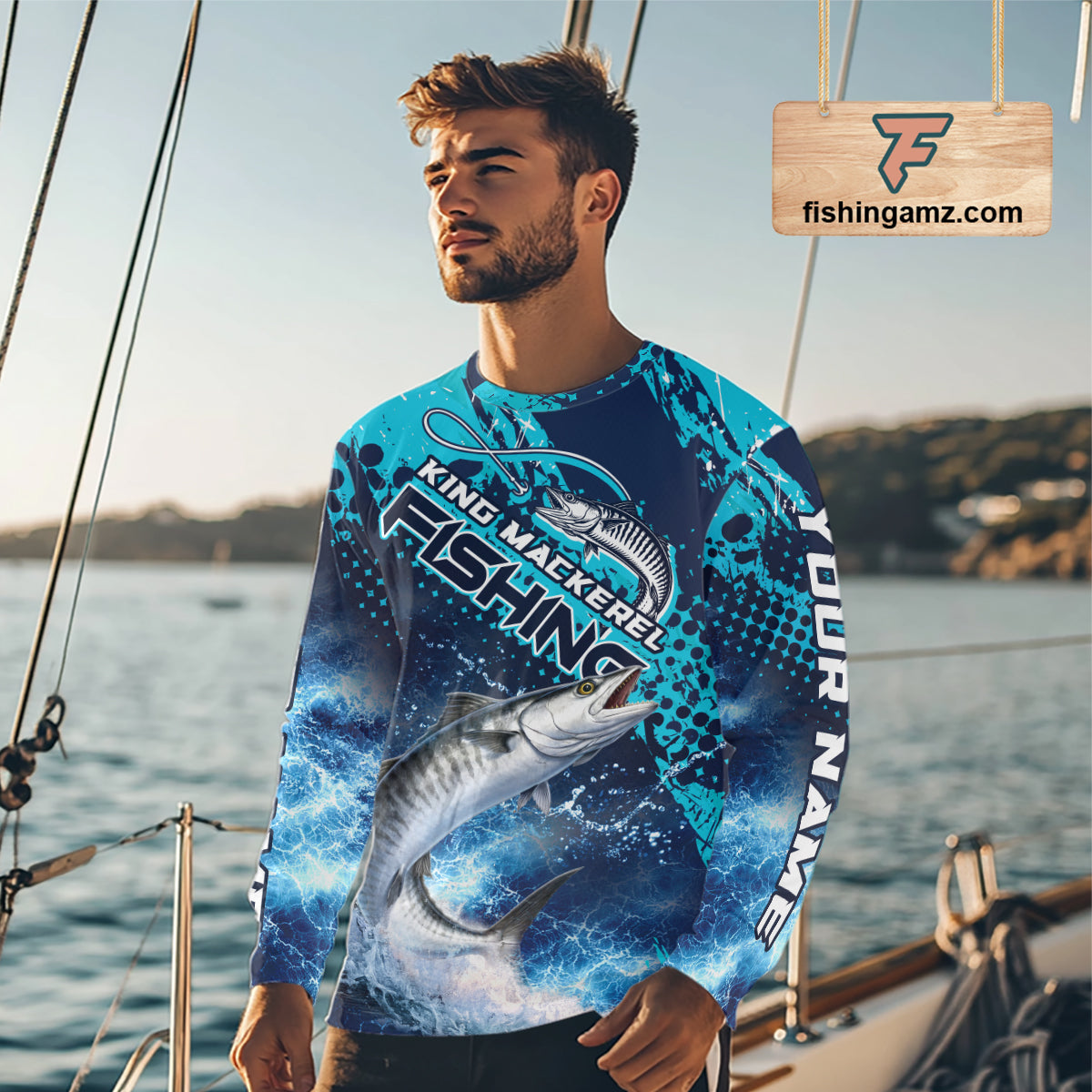 Thunder Lightning King Mackerel Performance Fishing Shirts, King Mackerel Offshore Fishing Shirts NBT453
