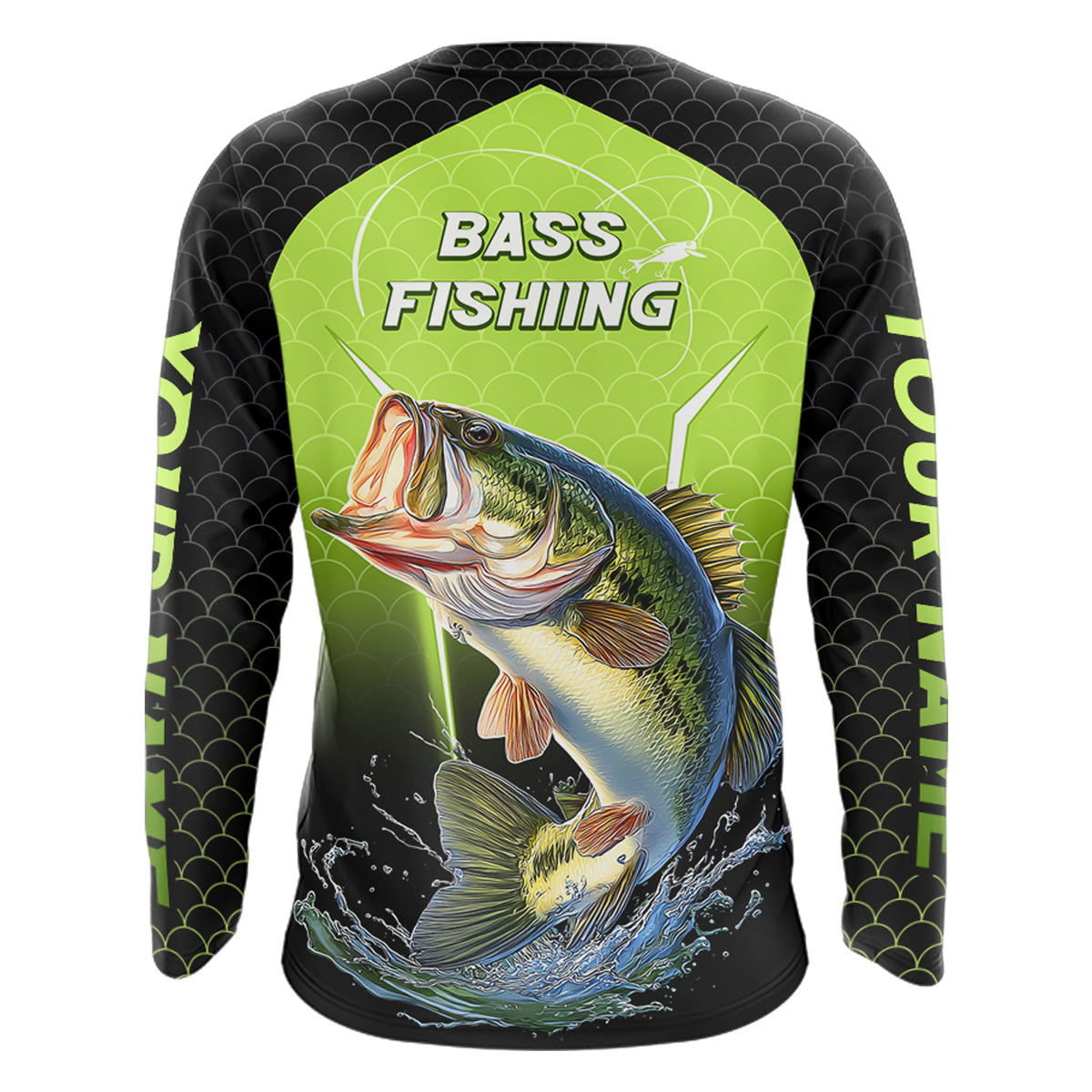 Custom Fish Scale Largemouth Bass Fishing Custom Name UV Fishing Shirts For Men, Bass Fishing Shirts NBT369