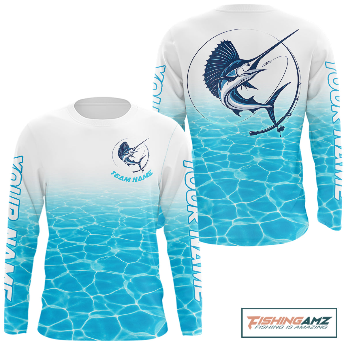 Custom Marlin Fishing Long Sleeve Performance Fishing Shirts, Marlin Saltwater Fishing Shirt NBT620