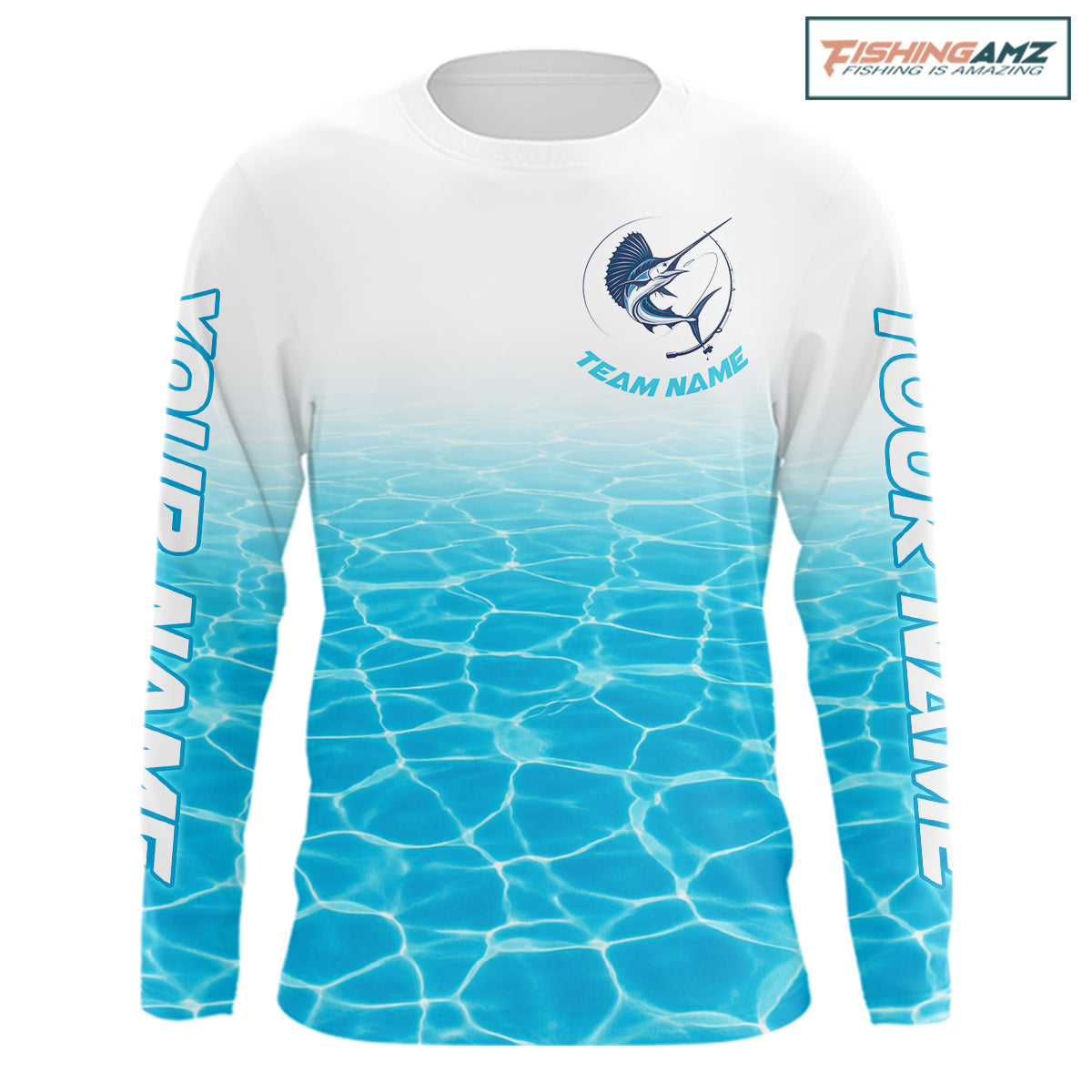 Custom Marlin Fishing Long Sleeve Performance Fishing Shirts, Marlin Saltwater Fishing Shirt NBT620