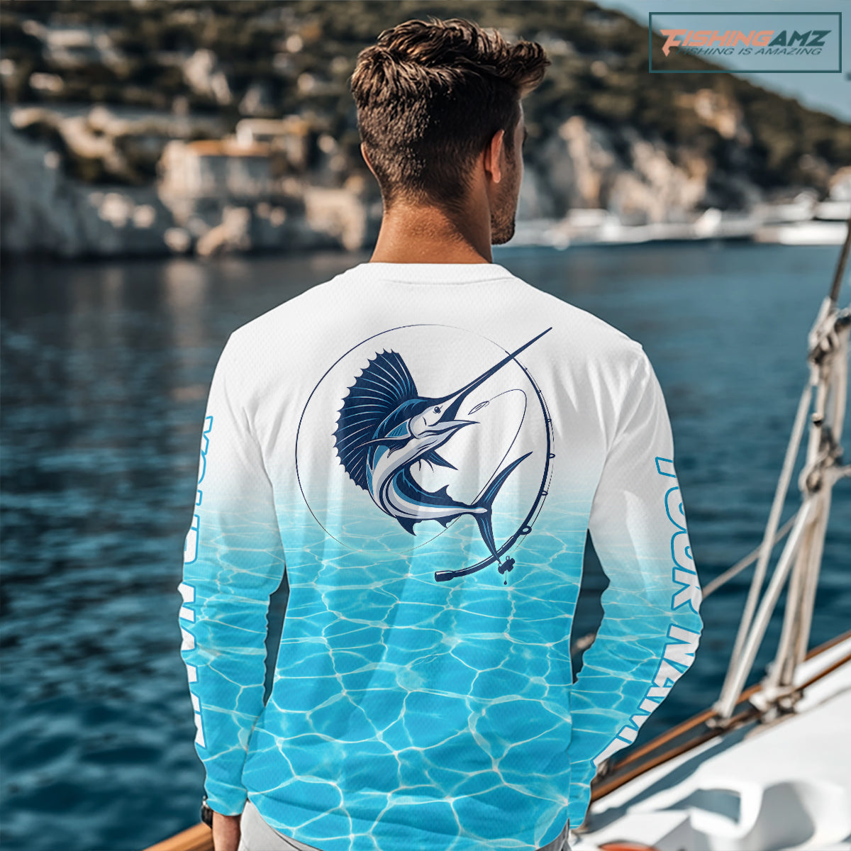 Custom Marlin Fishing Long Sleeve Performance Fishing Shirts, Marlin Saltwater Fishing Shirt NBT620