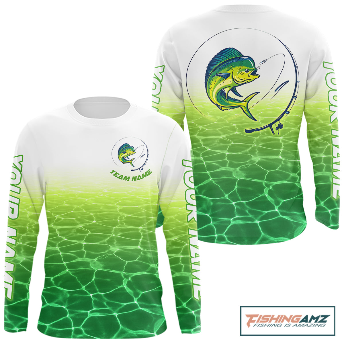 Custom Mahi Mahi Fishing Long Sleeve Performance Fishing Shirts, Mahi Mahi Saltwater Fishing Shirt NBT621
