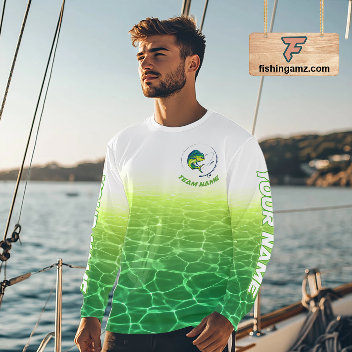 Custom Mahi Mahi Fishing Long Sleeve Performance Fishing Shirts, Mahi Mahi Saltwater Fishing Shirt NBT621
