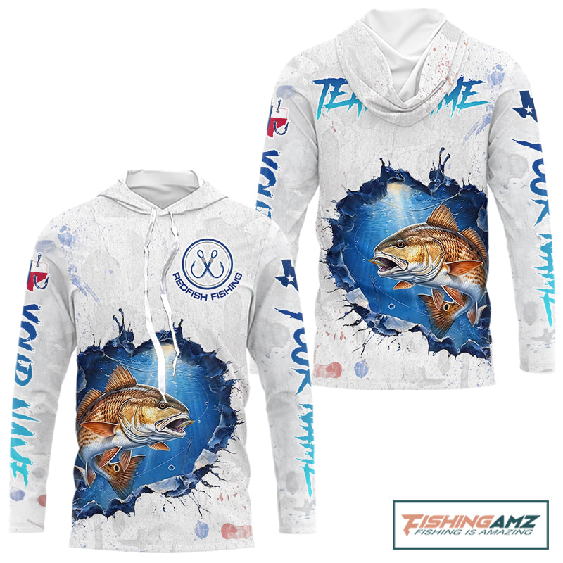 Custom Redfish Fishing Tournament T-Shirts, Redfish Saltwater Fishing Apparel | White NBT684