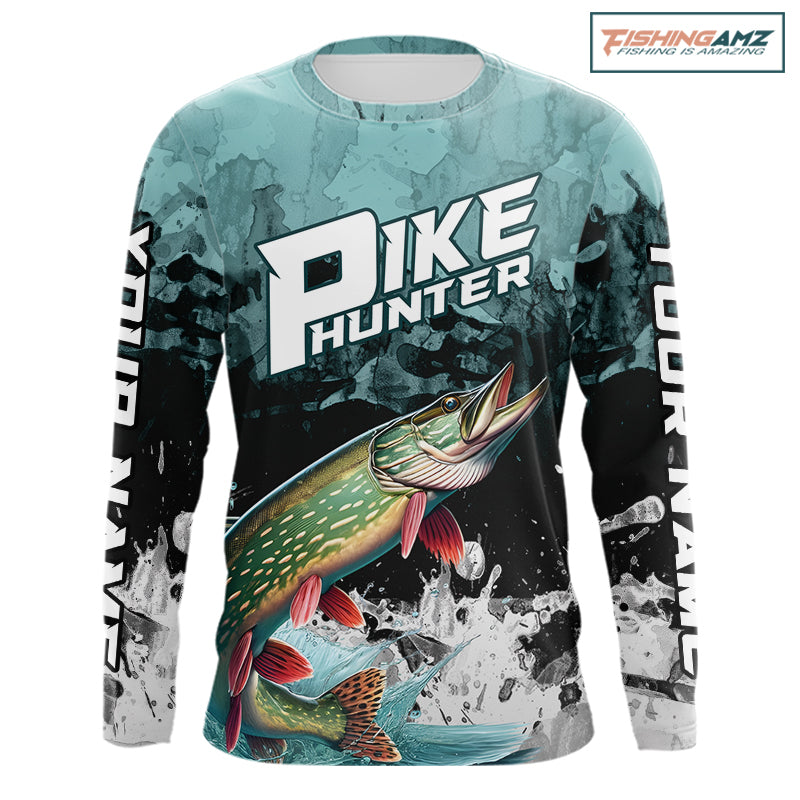 Personalized Northern Pike Fishing Jersey, Team Pike Fishing Long Sleeve Tournament Shirts NBT693