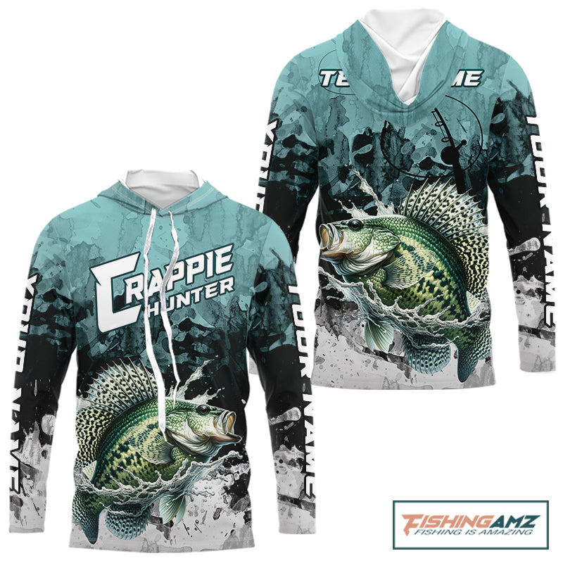 Personalized Crappie Fishing Jersey, Team Crappie Fishing Long Sleeve Hooded Tournament Shirts NBT694