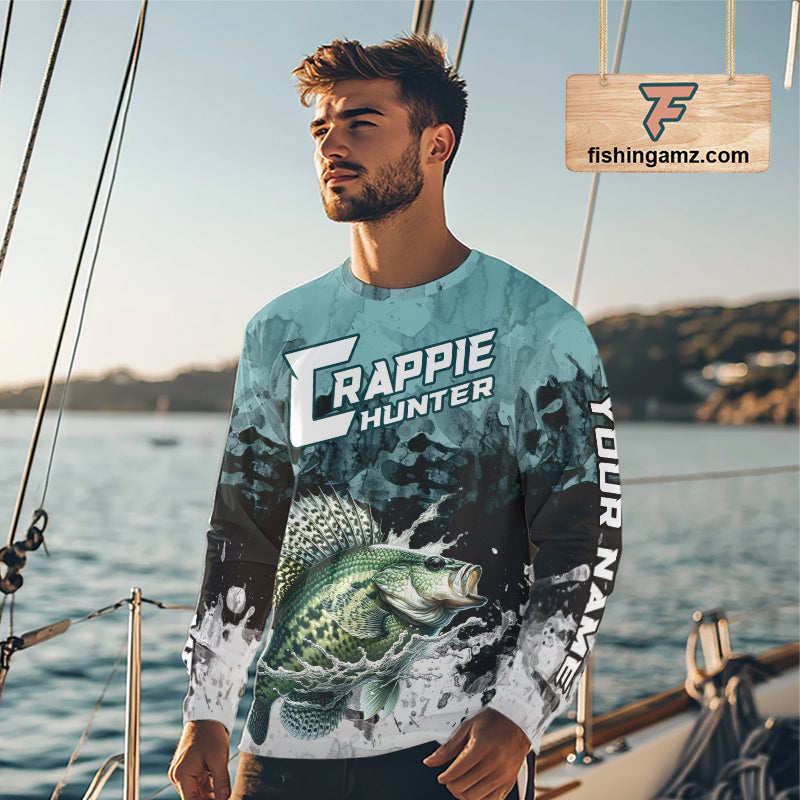 Personalized Crappie Fishing Jersey, Team Crappie Fishing Long Sleeve Tournament Shirts NBT694