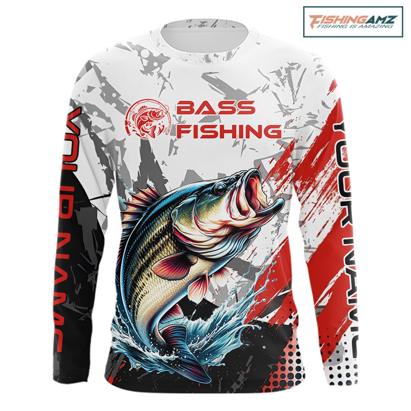 Personalized Bass Fishing Jerseys, Custom Long Sleeve Bass Fishing Tournament Fishing Shirt NBT793